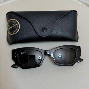 Ray-Ban RB4430 Black Angular Cat-Eye Sunglasses Wide Fit